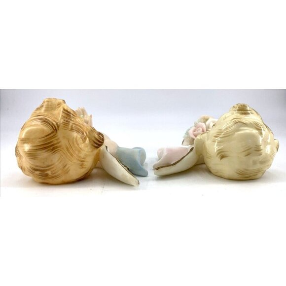 Norcrest Angels Cherub Porcelain Wall Hanging Set 2 Labels Vintage Japan 4.5" - Picture 6 of 13